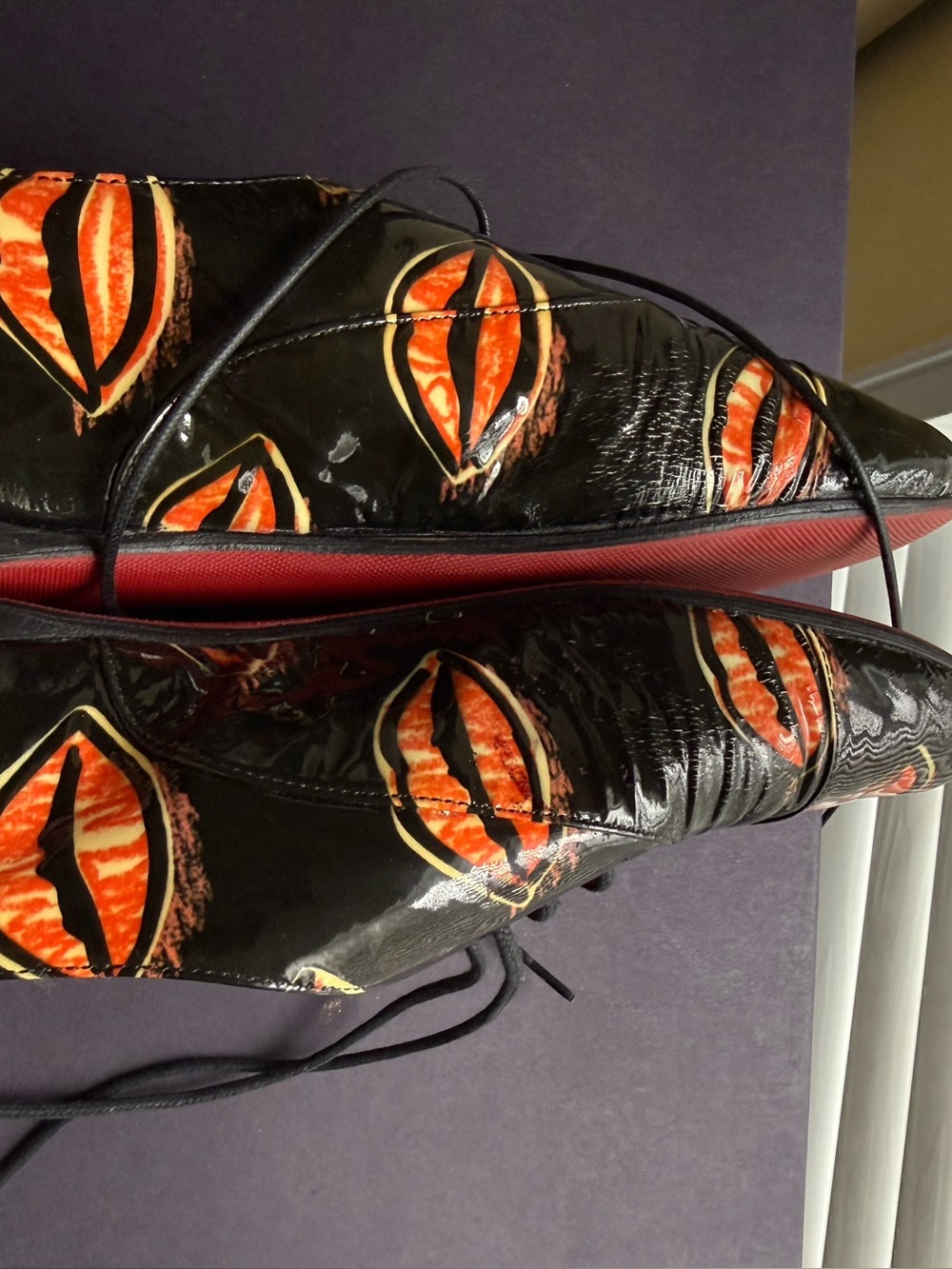 Prada Lips Print Lace-Up Shoes – Size 37 👠🖤🧡 - Picture 11 of 11